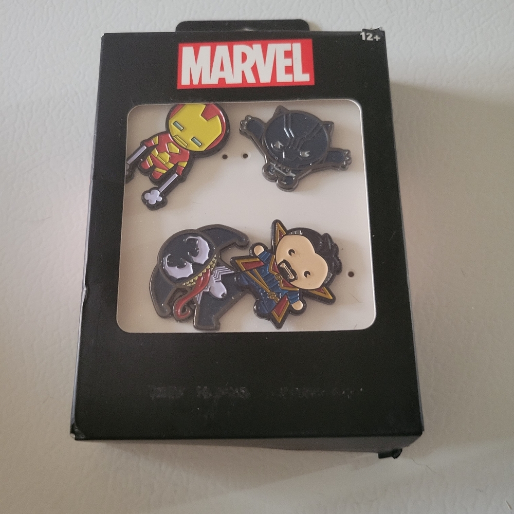 Marvel Comics Kawaii Enamel Pin Set New Venom Iron Man Dr Strange Panther